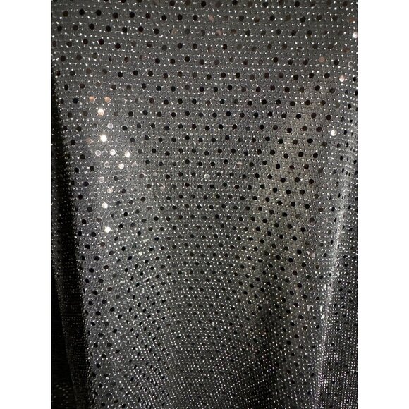 Nina Leonard Black Sequin Dress Smock Long Sleeve Pockets Lined Size Large - Picture 3 of 8